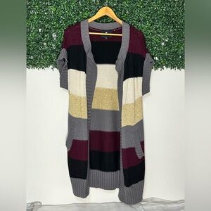 7 For All Mankind Open Color-block Cashmere Blend Sweater Cardigan Size Small